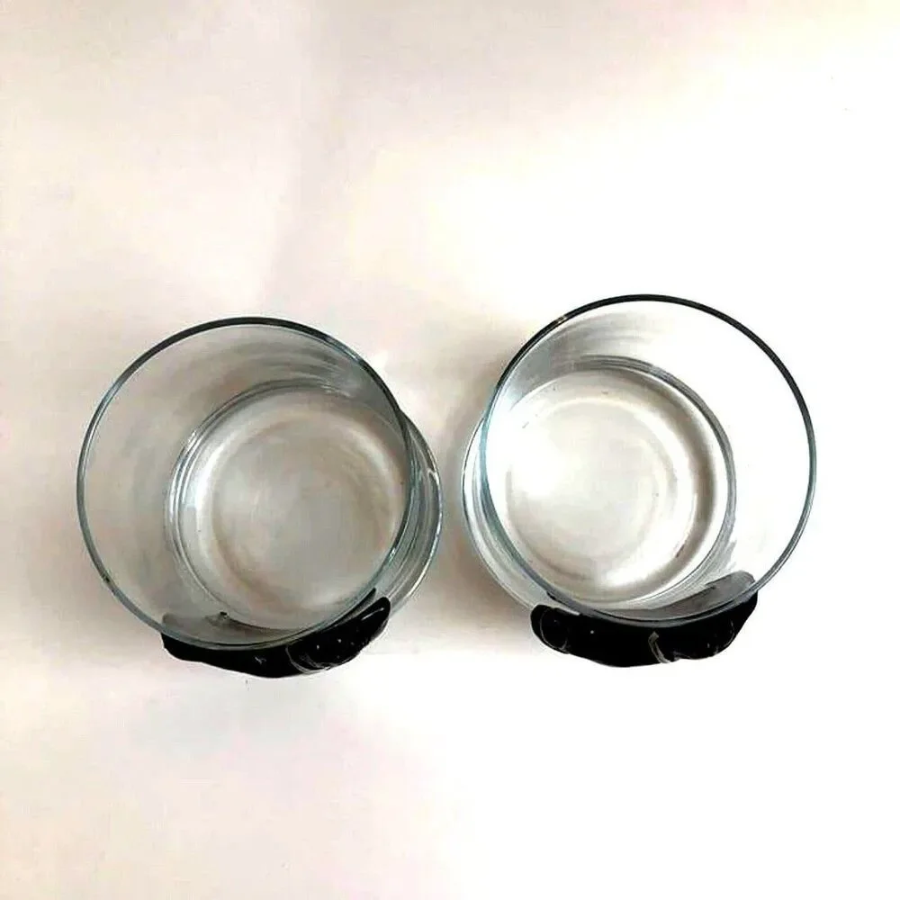 MCM Cocktail Glasses Scottie Dog Scottish Terrier Art Glass 12 oz Set of 2
